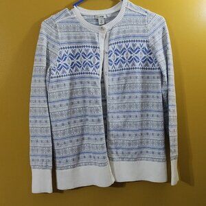 VTG 90s LL Bean Fair Isle Cotton and Cashmere Blend Cardigan S Cottage Boho
